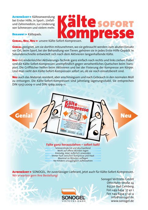 Flyer für ein medizinisches Produkt