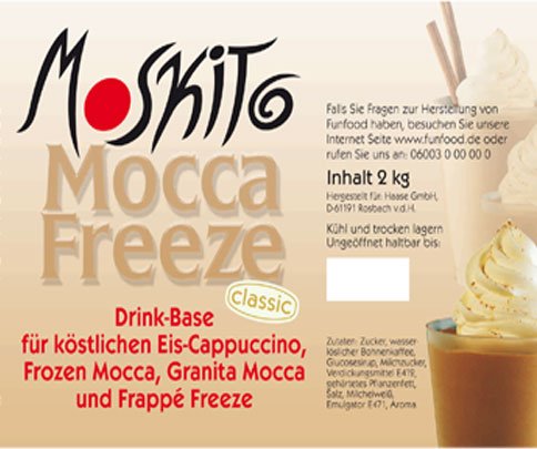 Etikett für Verpackung von Pulver für Eiskaffee-Getränke