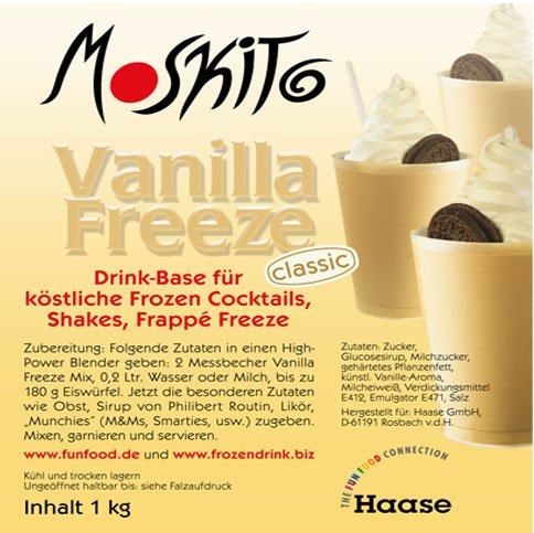 Etikett für Verpackung von Pulver für Vanille-Getränke